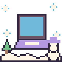 Pixel art Ordinateur en hiver, grille 40 × 40