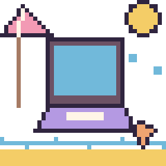 Pixel art Ordinateur à la plage, grille 40 × 40