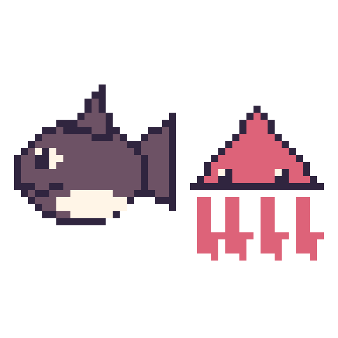 Modèle de pixel art Orque et Calamar sur une grille de 48 par 48 cases