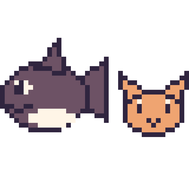 Modèle de pixel art Orque et Chat en portrait sur une grille de 40 par 40 cases