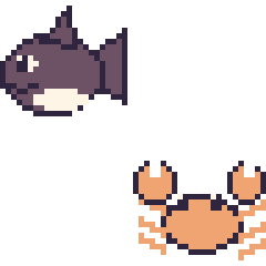Pixel art Orque et Crabe, grille 48 × 48