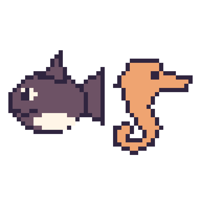 Modèle de pixel art Orque et Hippocampe sur une grille de 48 par 48 cases