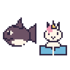 Pixel art Orque et Licorne avec un livre, grille 48 × 48