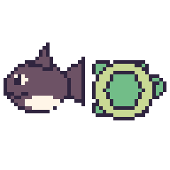 Pixel art Orque et Tortue, grille 48 × 48