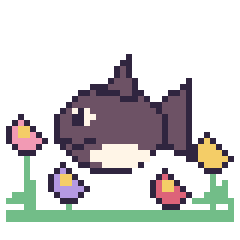 Pixel art Orque dans le jardin, grille 40 × 40