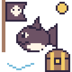Pixel art Orque en aventure pirate, grille 40 × 40