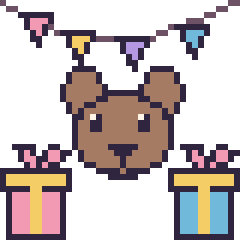 Pixel art Ours pour un anniversaire, grille 40 × 40