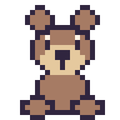 Pixel art Ours assis, grille 24 × 24