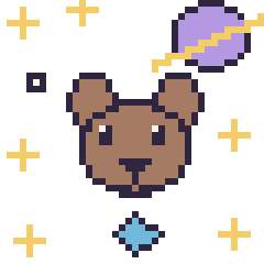 Pixel art Ours dans l’espace, grille 40 × 40
