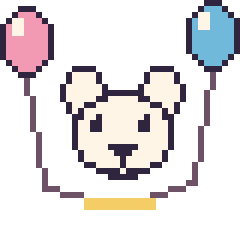 Pixel art Ours polaire avec des ballons, grille 40 × 40