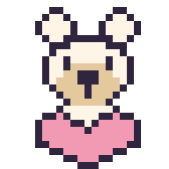 Pixel art Ours polaire avec un cœur, grille 24 × 24