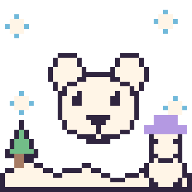 Modèle de pixel art Ours polaire en hiver sur une grille de 40 par 40 cases