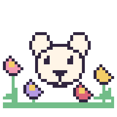 Pixel art Ours polaire dans le jardin, grille 40 × 40