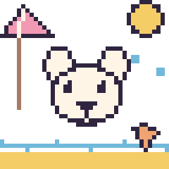 Pixel art Ours polaire à la plage, grille 40 × 40