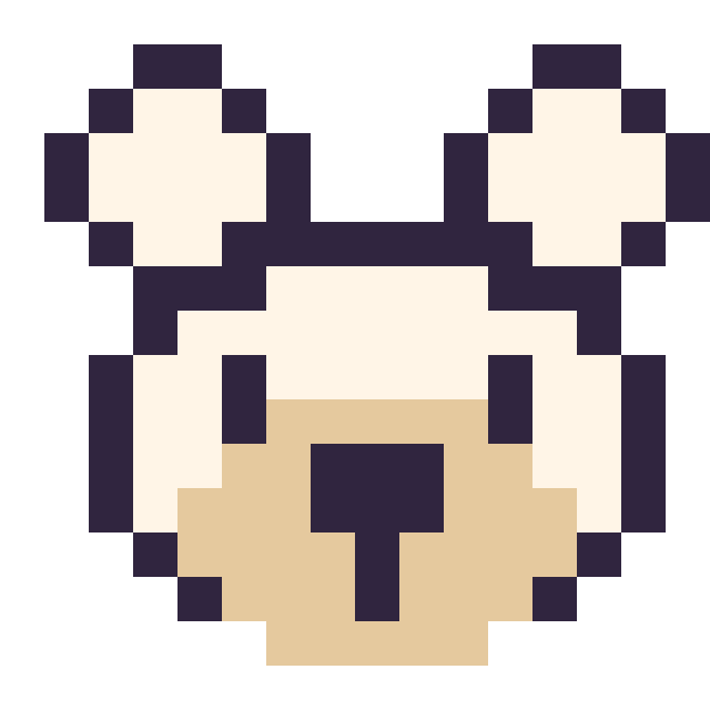 Modèle de pixel art Ours polaire : portrait facile sur une grille de 16 par 16 cases