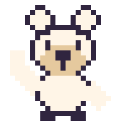 Pixel art Ours polaire qui fait coucou, grille 24 × 24