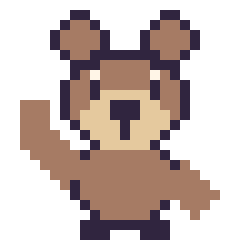 Pixel art Ours qui fait coucou, grille 24 × 24
