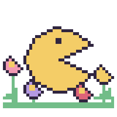 Pixel art Pac-Man dans le jardin, grille 40 × 40