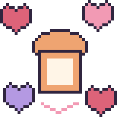Pixel art Pain avec des cœurs, grille 40 × 40