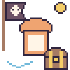 Pixel art Pain en aventure pirate, grille 40 × 40