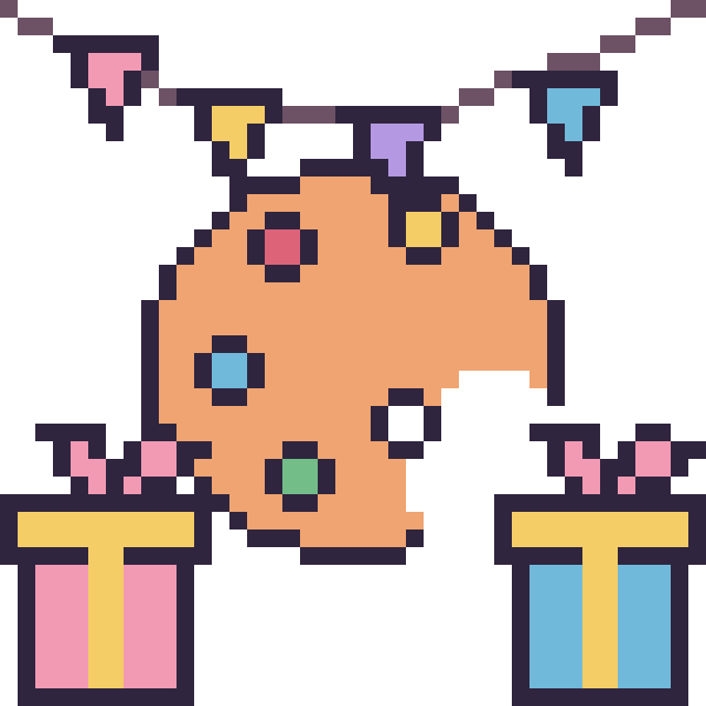 Modèle de pixel art Palette de peinture pour un anniversaire sur une grille de 40 par 40 cases