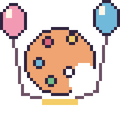 Pixel art Palette de peinture avec des ballons, grille 40 × 40
