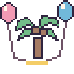 Pixel art Palmier avec des ballons, grille 40 × 40
