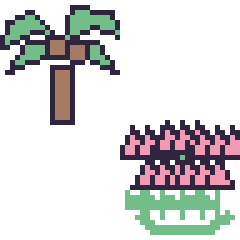 Pixel art Palmier et Lotus en couronne, grille 48 × 48