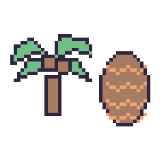 Pixel art Palmier et Pomme de pin, grille 48 × 48