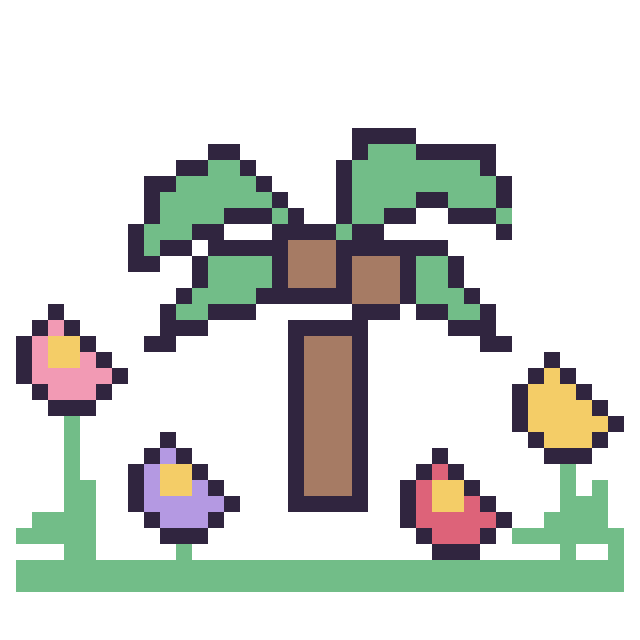 Modèle de pixel art Palmier dans le jardin sur une grille de 40 par 40 cases