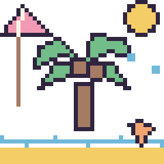 Pixel art Palmier à la plage, grille 40 × 40