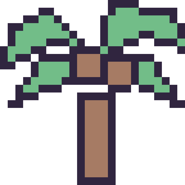 Modèle de pixel art Palmier sur une grille de 24 par 24 cases