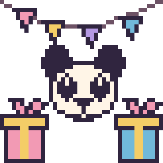 Modèle de pixel art Panda pour un anniversaire sur une grille de 40 par 40 cases