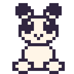 Pixel art Panda assis, grille 24 × 24