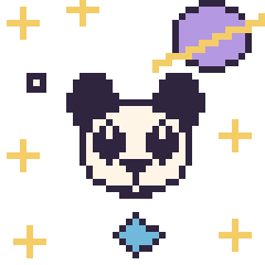Pixel art Panda dans l’espace, grille 40 × 40