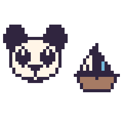 Pixel art Panda et Bateau kawaii 16 × 16, grille 40 × 40