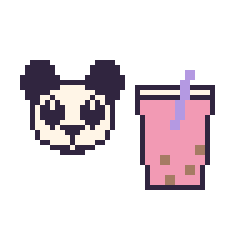Pixel art Panda et Boba, grille 48 × 48