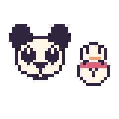Pixel art Panda et Bonhomme de neige kawaii 16 × 16, grille 40 × 40