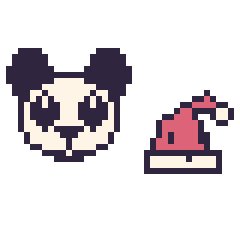 Pixel art Panda et Bonnet de Noël kawaii 16 × 16, grille 40 × 40
