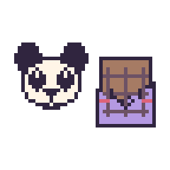 Pixel art Panda et Chocolat kawaii, grille 48 × 48