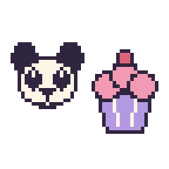 Pixel art Panda et Cupcake, grille 48 × 48