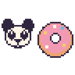 Pixel art Panda et Donut, grille 48 × 48