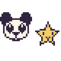 Pixel art Panda et Étoile kawaii 16 × 16, grille 40 × 40