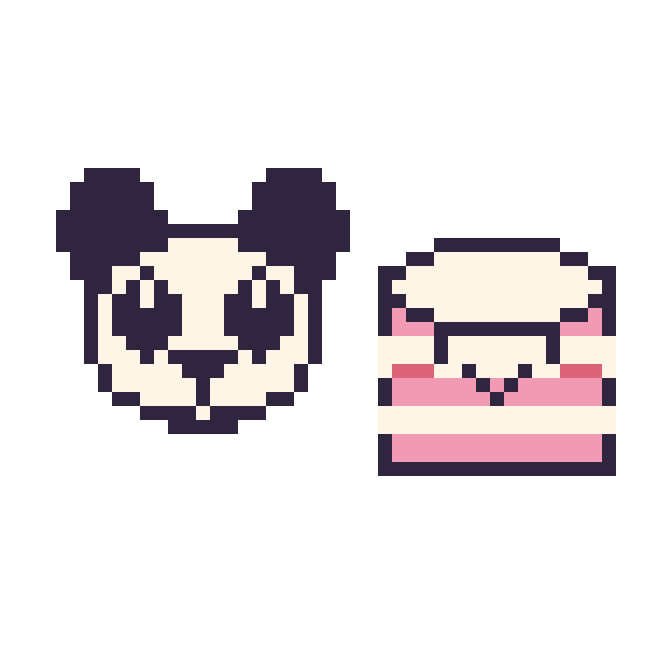 Modèle de pixel art Panda et Gâteau kawaii sur une grille de 48 par 48 cases