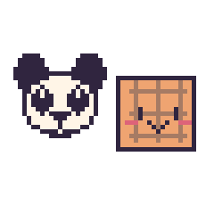 Pixel art Panda et Gaufre kawaii, grille 48 × 48