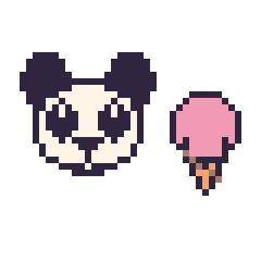 Pixel art Panda et Glace kawaii 16 × 16, grille 40 × 40