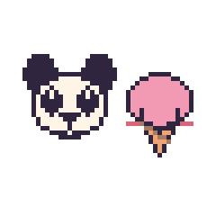 Pixel art Panda et Glace kawaii, grille 48 × 48