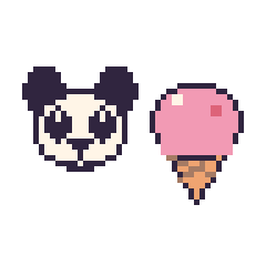 Pixel art Panda et Glace, grille 48 × 48