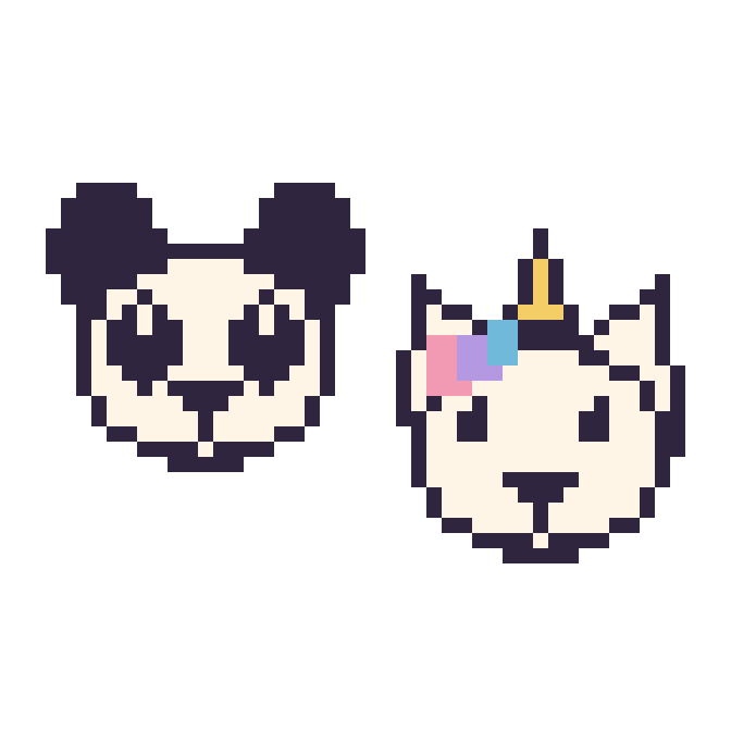 Modèle de pixel art Panda et Licorne sur une grille de 48 par 48 cases