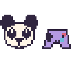Pixel art Panda et Manette kawaii 16 × 16, grille 40 × 40